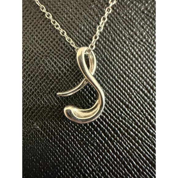 Sterling Silver Giani Bernini Abstract Alphabet  Letter S Pendant Necklace - Picture 4 of 8